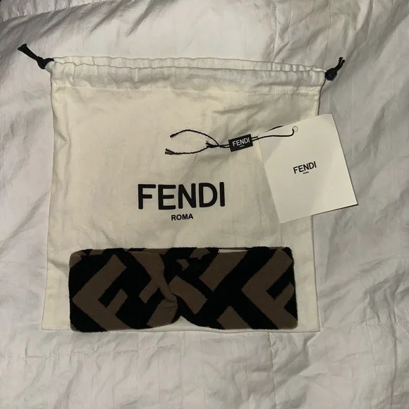 Fendi Black and Brown Logo Headband - Picture 3 of 10